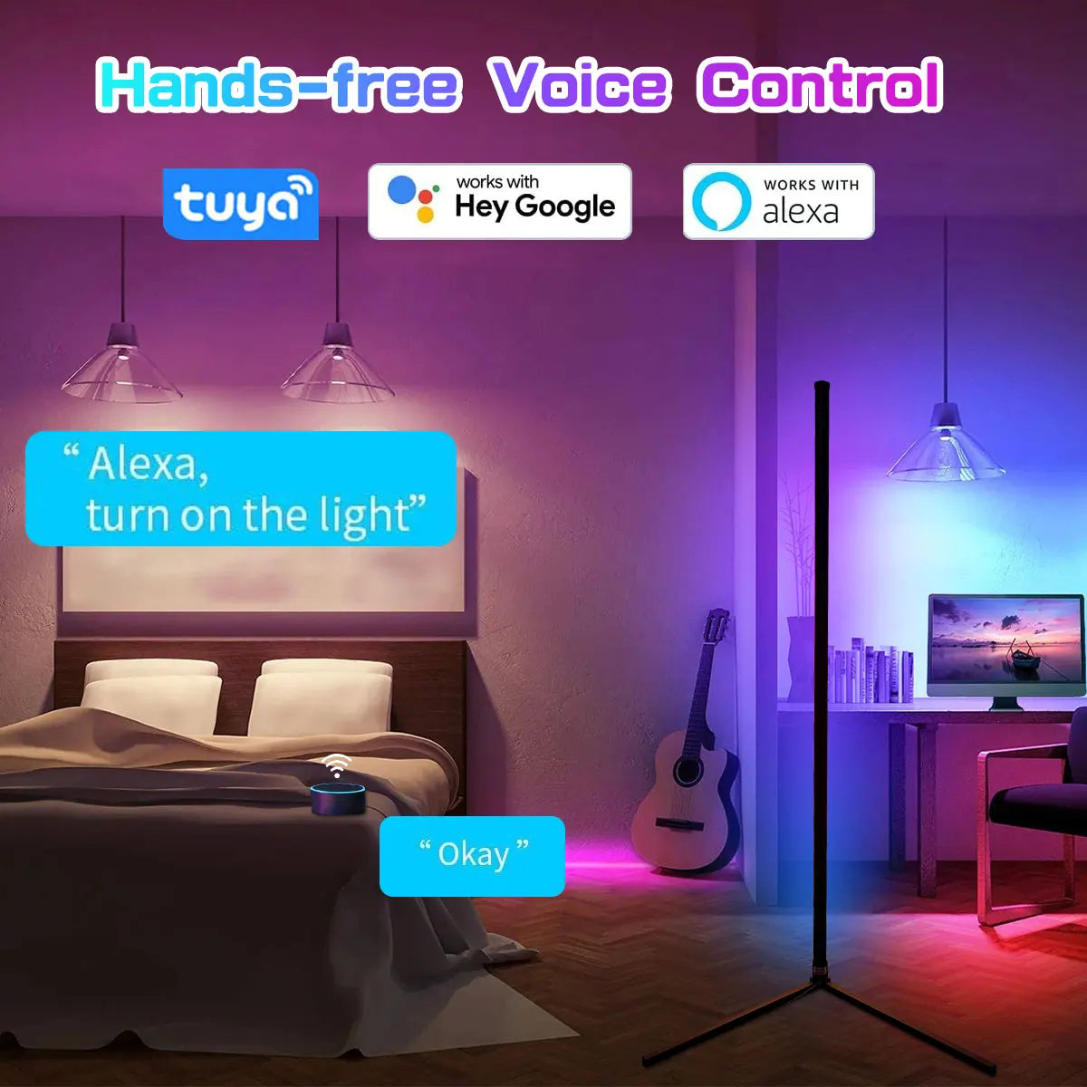 AlcoLight™ 160cm Smart Tuya Ecken-Stehlampe dimmbar RGB LED