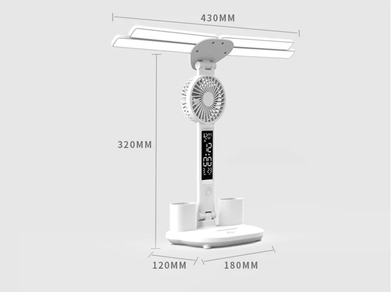 AlcoLight™ Wiederaufladbare Schreibtischlampe für Studium und Lesen mit Ventilator