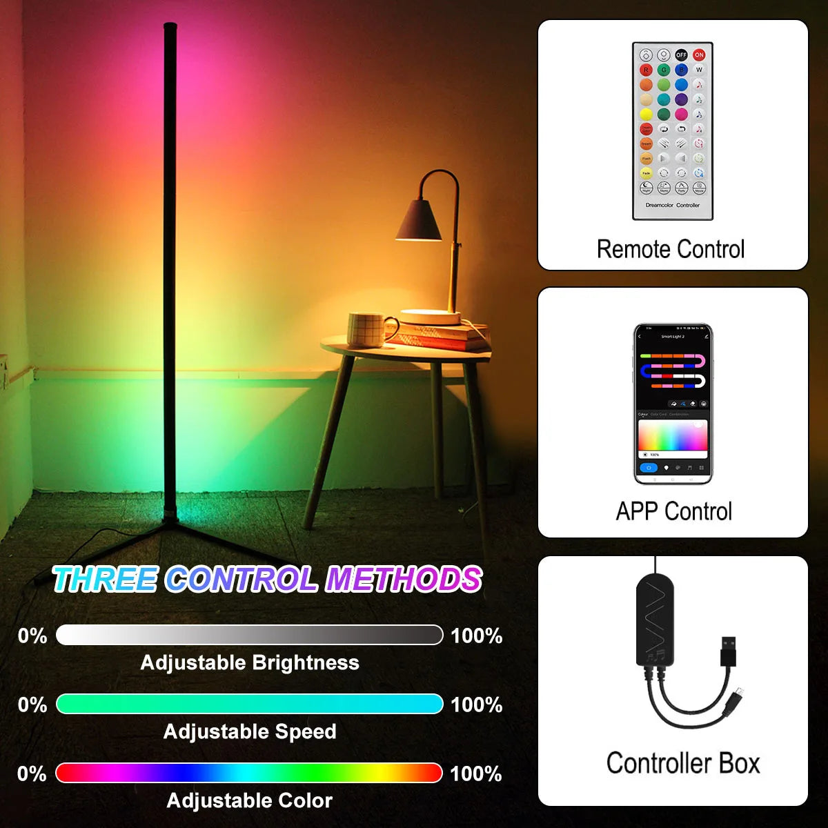 AlcoLight™ 160cm Smart Tuya Ecken-Stehlampe dimmbar RGB LED