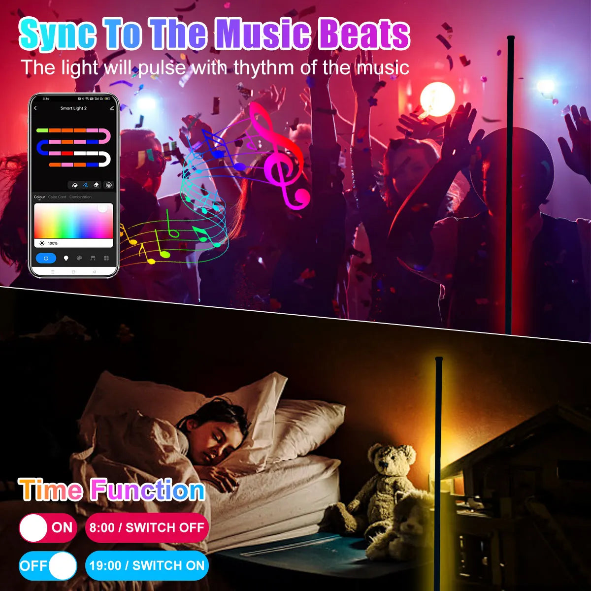 AlcoLight™ 160cm Smart Tuya Ecken-Stehlampe dimmbar RGB LED