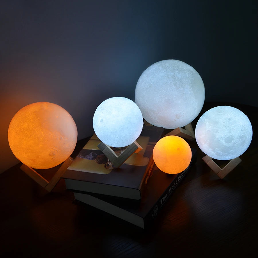 AlcoLight™ 3D Druck Wiederaufladbare Mond Lampe LED Nachtlicht Kreative Touch Schalter mit 16 Farben