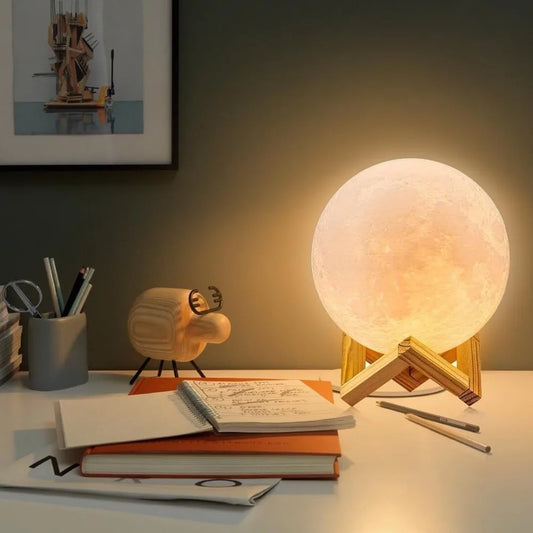 AlcoLight™ 3D Druck Wiederaufladbare Mond Lampe LED Nachtlicht Kreative Touch Schalter mit 16 Farben
