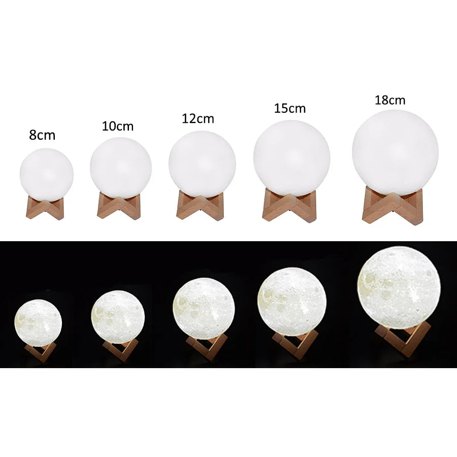 AlcoLight™ 3D Druck Wiederaufladbare Mond Lampe LED Nachtlicht Kreative Touch Schalter mit 16 Farben