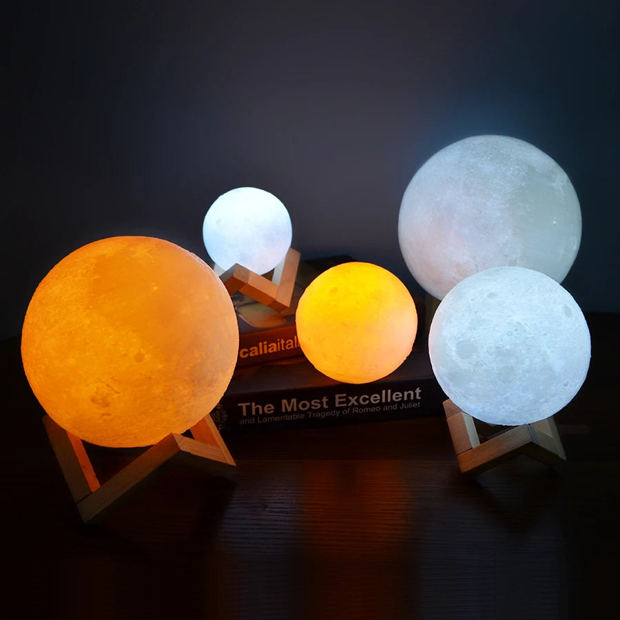 AlcoLight™ 3D Druck Wiederaufladbare Mond Lampe LED Nachtlicht Kreative Touch Schalter mit 16 Farben