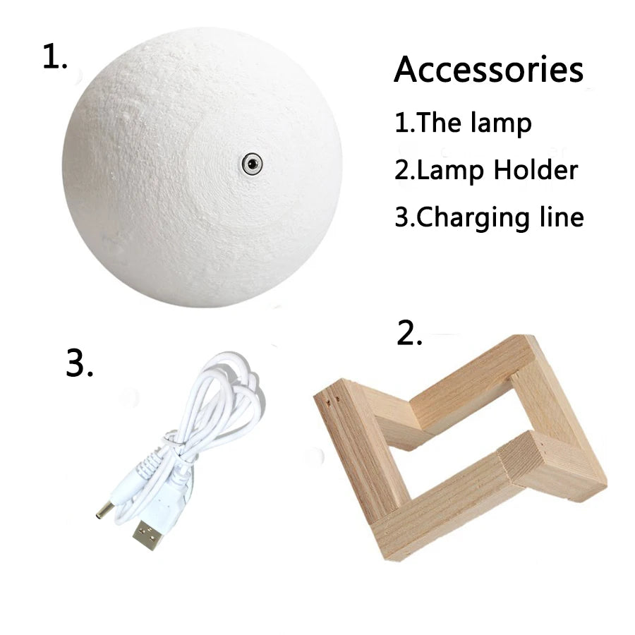 AlcoLight™ 3D Druck Wiederaufladbare Mond Lampe LED Nachtlicht Kreative Touch Schalter mit 16 Farben