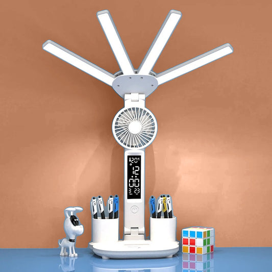 AlcoLight™ Wiederaufladbare Schreibtischlampe für Studium und Lesen mit Ventilator
