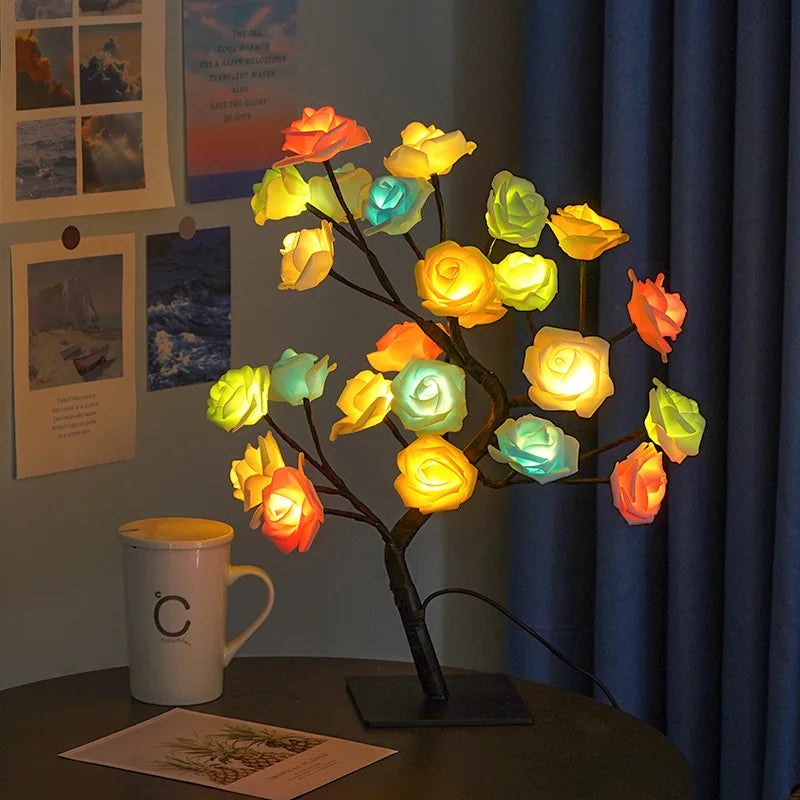 AlcoLight™ LED Rosenbaum-Lichter Tischlampe – Feenblumen-Nachtlicht Kurzes, auffälliges Design für Schlafzimmerdekoration